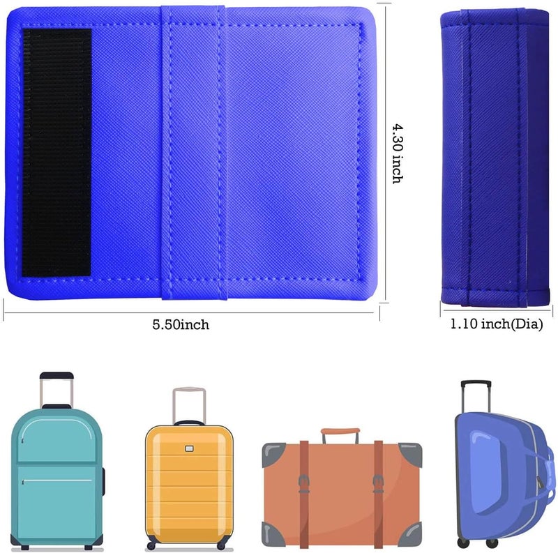 Gowraps Luggage Handle Wrap 5 Pack-Leather Luggage Handle Wraps for Suitcase/Handbag/Duffel Bag/Car Bright Luggage Identfier/Handle Covers/Grips Luggage Accessories for Travel 3.0 (Blue) - Image 2